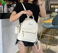 Новинка! Стильный детский рюкзак для девочек с брелком, девочковый рюкзачок набор с кошельком ключницей мини