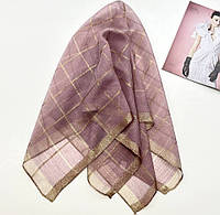 Легкий платок из натурального шелка. Женский летний платок на голову в церковь Темно - Розовый