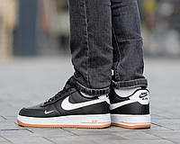 Черные мужские кроссы Nike Air Force 1 Low 2024 Black Orange / Найк Аир Форс низкие черные Advert Чорні