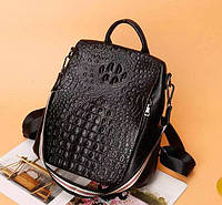 Женская сумка-рюкзак в стиле рептилии натуральная кожа, кожаная сумка рюкзак для девушек PRO_1699