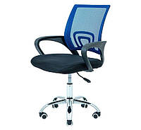 Рабочее компьютерное кресло для офиса поворотное с подлокотниками голубое Goodwin Netway black