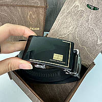 Мужской кожаный ремень автомат стиле Tommy Hilfiger, поясной ремень из натуральной кожи Томми черный PRO_685