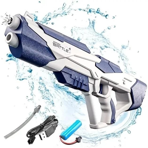Акумуляторний водяний автомат Water Space Gun C3 з автоматичним закачуванням води синій, фото 1