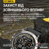 Умные часы Modfit Sniper All Black 36 мм., мужские, защита от пыли и воды, анти-потеря, Device Clock