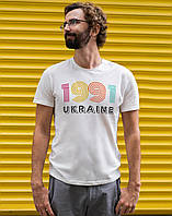 Новинка! Футболка чоловіча із патріотичним принтом "UKRAINE 1991" біла r_330