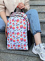 Рюкзак текстильный городской повседневный женский для подростка белый большой дорожный молодежный