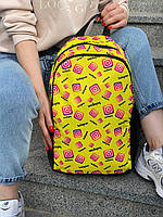 Рюкзак текстильный городской повседневный женский для подростка желтый большой дорожный молодежный