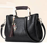 Класична жіноча сумка через плече з брелком, модна, якісна жіноча сумочка еко шкіра повсякденна PRO925
