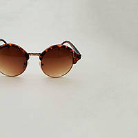 Солнцезащитные очки женские круглые, коричневые, леопардовые стильные имиджевые очки