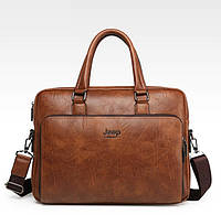 Мужской деловой портфель для документов формат А4, мужская сумка для планшета ноутбука Светло-коричневый