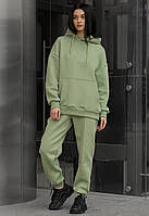 Женский спортивный костюм Staff lou light green oversize fleece Advert Жіночий спортивний костюм Staff lou