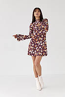 Сукня міні розширеного силуету з квітковим принтом TOP20TY - коричневий колір, S (є розміри) sm