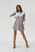 Велюрова сукня з оригінальним коміром та манжетами TOP20TY - кавовий колір, S (є розміри) sm