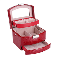 Шкатулка органайзер для ювелирных изделий и украшений красная 15.5 x 13 x 11 см 3DTOYSLAMP