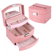 Шкатулка органайзер для ювелирных изделий и украшений розовая 15.5 x 13 x 11 см 3DTOYSLAMP