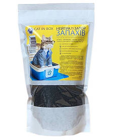 Порошок для усунення запахів у котячих лотках CAT IN BOX - 400 г, дезодорант для котячого туалету