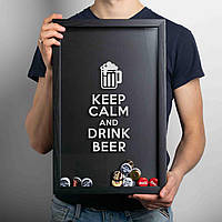 Рамка-копилка для пивных крышек "Keep calm and drink beer", black-black, black-black, англійська PRO_750