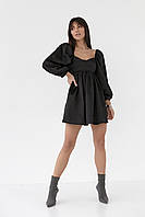 Атласна сукня-міні з пишною спідницею та з відкритою спиною - чорний колір, L (є розміри) sm