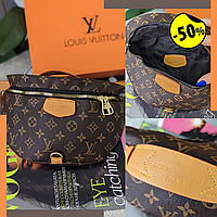 Бананка луи виттон Женская бананка коричневая клетчатая louis vuitton Поясные сумки Сумка lv коричневая карта черная клетка