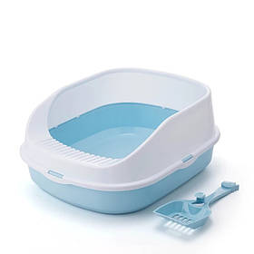 Лоток для котів з лопаткою CAT IN BOX 48х38х20 см блакитний / Котячий туалет відкритий