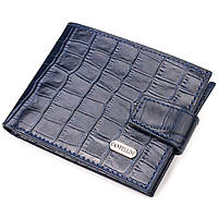 Стильний чоловічий гаманець із натуральної фактурної шкіри CANPELLINI 21514 Синій sm