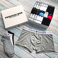 Трусы мужские набор мужских трусов томи хилфигер Premium Box Tommy Hilfiger (5 шт трусов + 18 пар носков)
