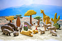Набір дитячий ігровий Did Opanas Aфрика колекційні дерев'яні тварини 22 шт монтесорі вальдорф