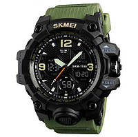 Чоловічий спортивний наручний годинник SKMEI 1155 електронний з підсвіткою, армійський камуфляжний годинник із будильником Хакі