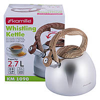 Чайник Kamille 2.7л из нержавеющей стали со свистком и бакелитовой ручкой KM-1090 sm