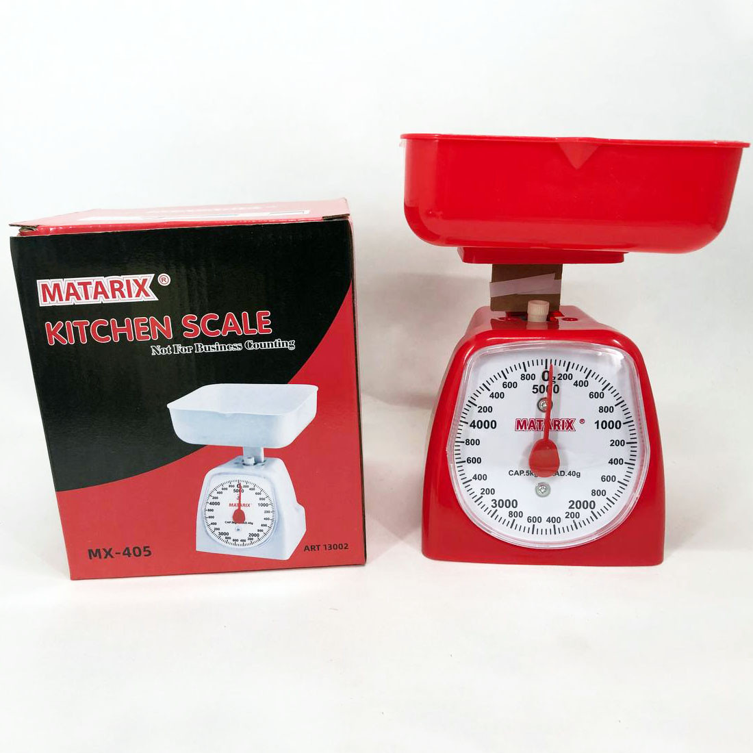 Ваги кухонні механічні MATARIX MX-405 5 кг, ваги для зважування продуктів. Колір: червоний, фото 1