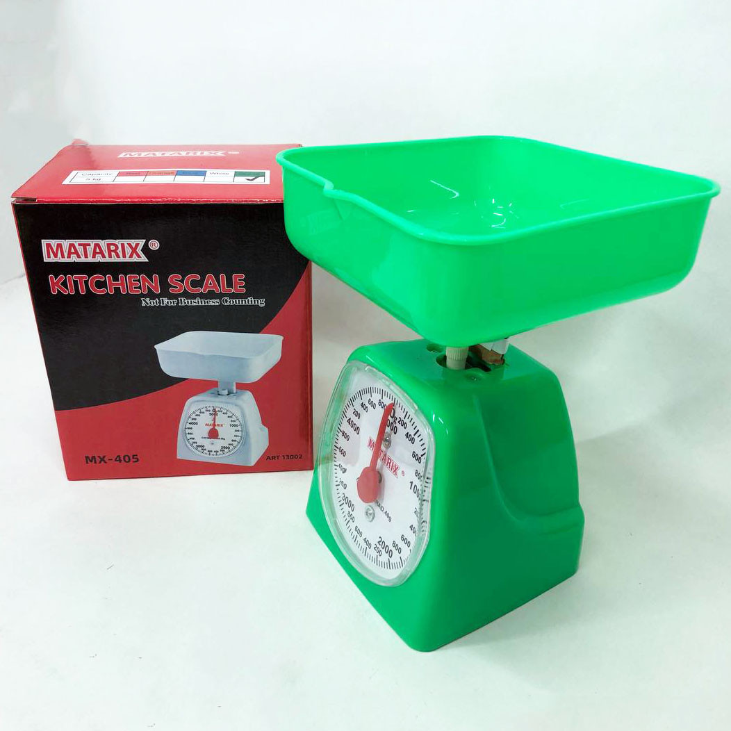 Ваги кухонні механічні MATARIX MX-405 5 кг, ваги для зважування продуктів. Колір: зелений, фото 1
