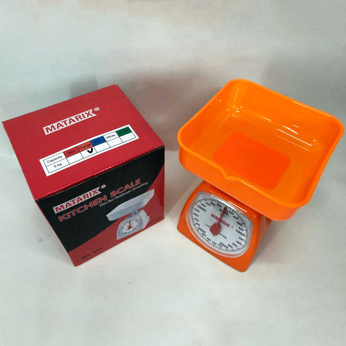 Ваги кухонні механічні MATARIX MX-405 5 кг, Ваги для кухні для продуктів. Колір: оранжевий, фото 1