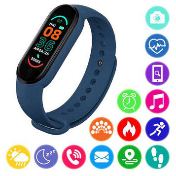 Фітнес браслет FitPro Smart Band M6 (смарт годинник, пульсоксиметр, пульс). Колір синій