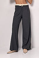 Жіночі штани з лампасами на гумці - темно-сірий колір, S (є розміри) sm