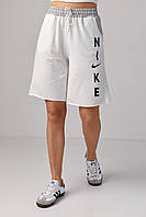 Женские трикотажные шорты с надписью Nike - молочный цвет, M (есть размеры) sm