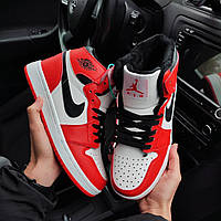 Новинка! Зимові кросівки Nike Air Jordan 1 Retro Winter High білі з червоним