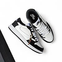 Новинка! Мужские кроссовки Nike Air Jordan 1 Low x Travis Scott черные/белые