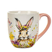 Чашка Цветочный кролик с розовой ручкой (550 мл.)