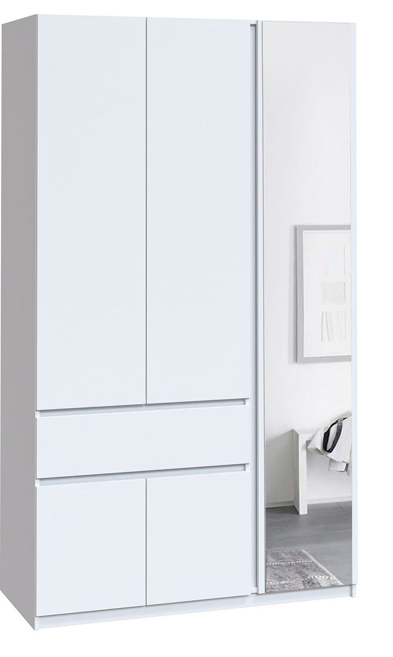 Шкаф с зеркалом для одежды для прихожей из белого ЛДСП Нимфея альба Ш 1221/В 2000/Г 520 20496 - фото 1 - id-p2198460059