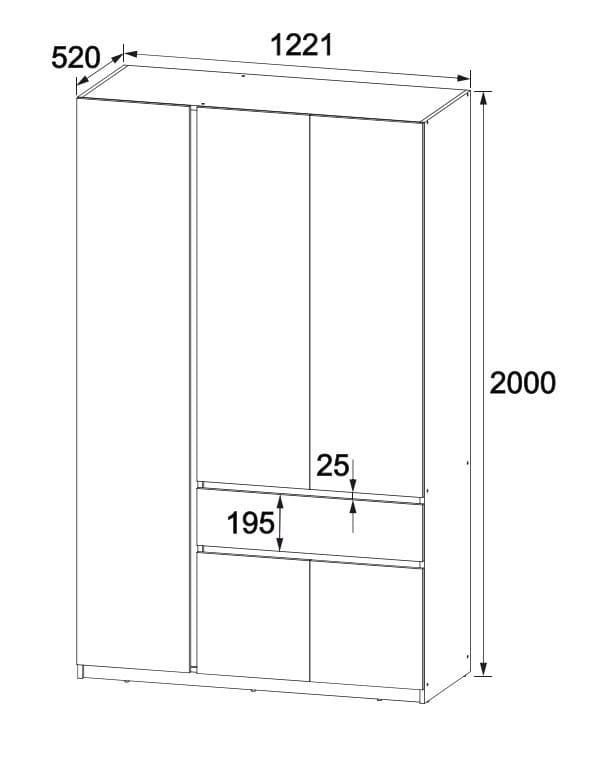 Шкаф с зеркалом для одежды для прихожей из белого ЛДСП Нимфея альба Ш 1221/В 2000/Г 520 20496 - фото 3 - id-p2198460059
