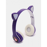 Новинка! Бездротові навушники з котячими вушками та RGB-підсвіткою Cat VIV-23M Фіолетові