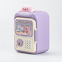 LUGI Сейф-скарбничка дитяча з купюроприймачем та кодовим замком "Порося" Фіолетовий