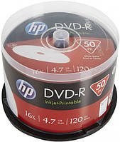 Диск DVD-R 50 HP, 4.7Gb, 16x, Printable, Cake Box (DME00025WIP-3) (216988)