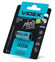 Батарейка CR123A, літієва, Videx, 1 шт, 1500mAh, 3V, Blister (247848)