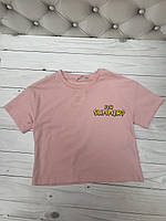 Детская футболка на девочку, розовая № 724759 ( 8-12р)