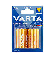 Батарейка Varta AA Longlife Mignon 4106, (LR6) MN1500, 1.5V, B6 Alkaline, 6шт (100087678)