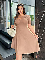 Платье женское с красивым декольте трикотаж рубчик большие размеры ГО-802