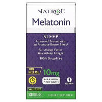 Аминокислота Natrol Мелатонин с замедленным высвобождением, 10 мг, Melatonin, Time (NTL-07279) - Топ Продаж!