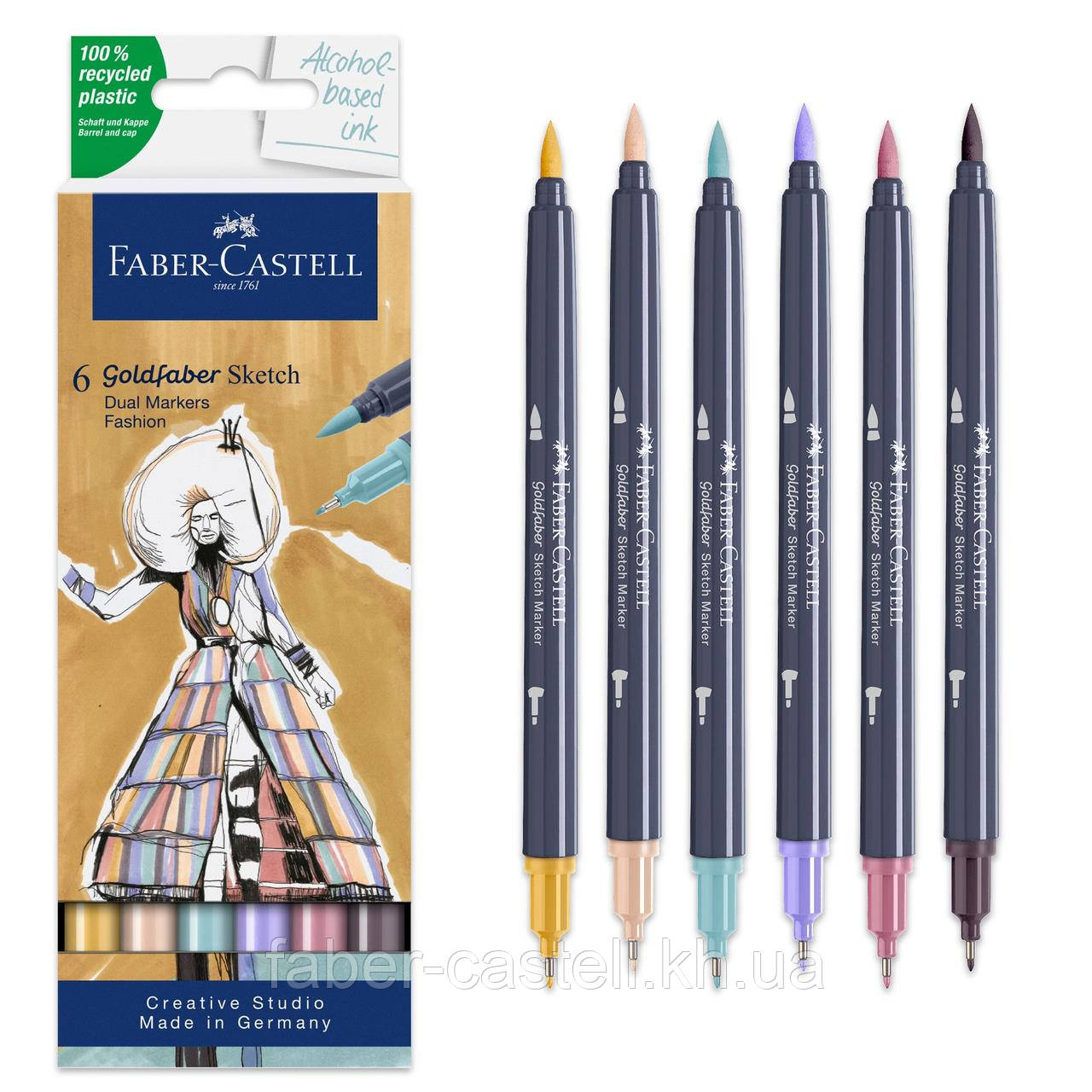 Набір двосторонніх маркерів Faber-Castell Goldfaber Gofa Sketch Markers Fashion, 6 кольорів, 164808