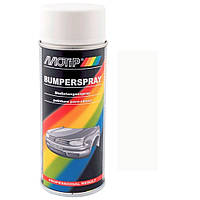 Краска спрей для пластика белая матовая Motip White Bumper Spray 400мл